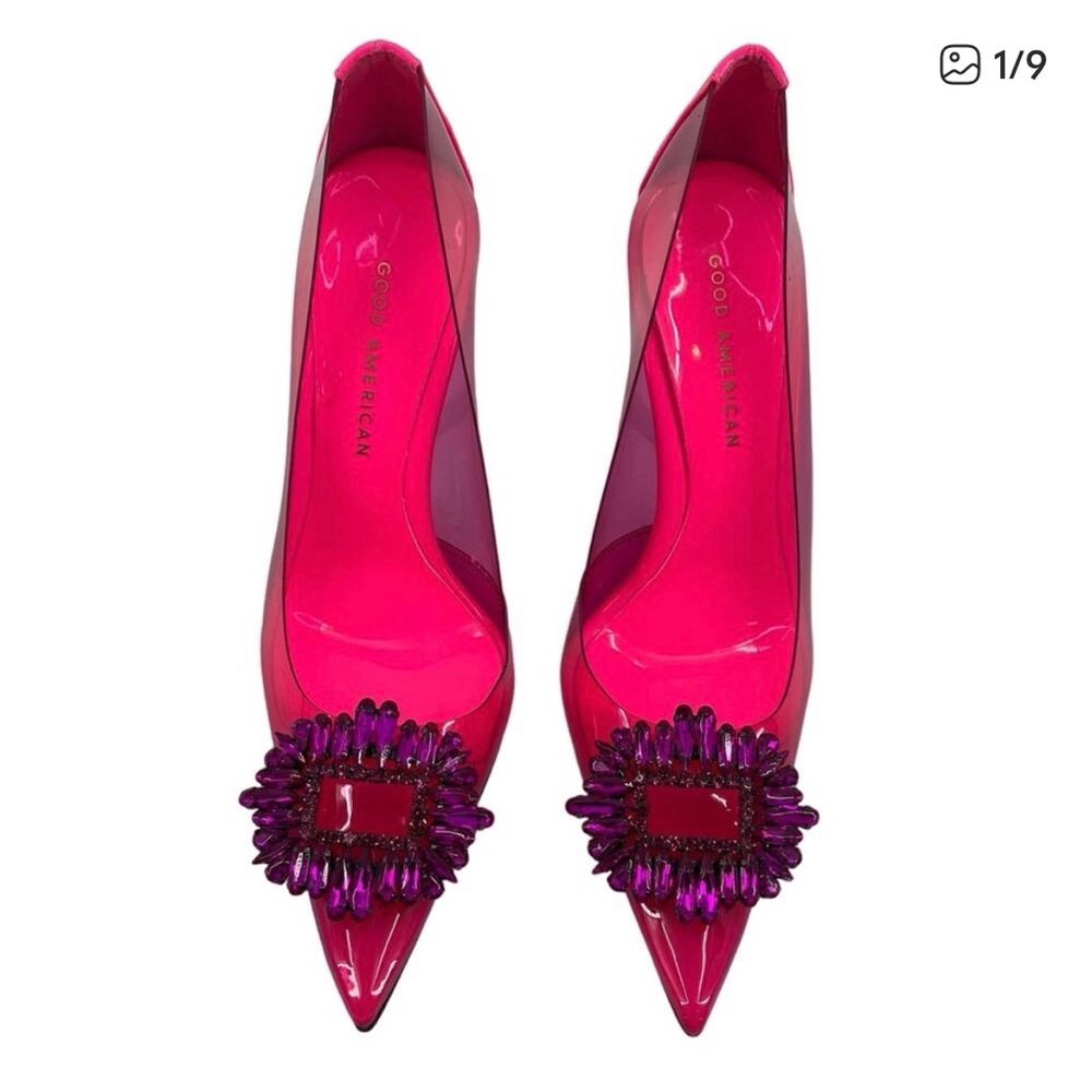 NWT Good American Cinder-Rella Pumps Size 12 Hot Pink Lucite GA275JPB-X